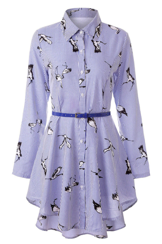 Elegant long sleeve striped shirt dress for women – perfect for casual, office, and evening wear.

