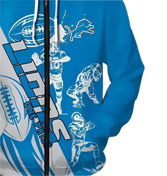 Matching couple wearing zipper hoodies and smiling, dressed in cozy sweatshirt jackets.

