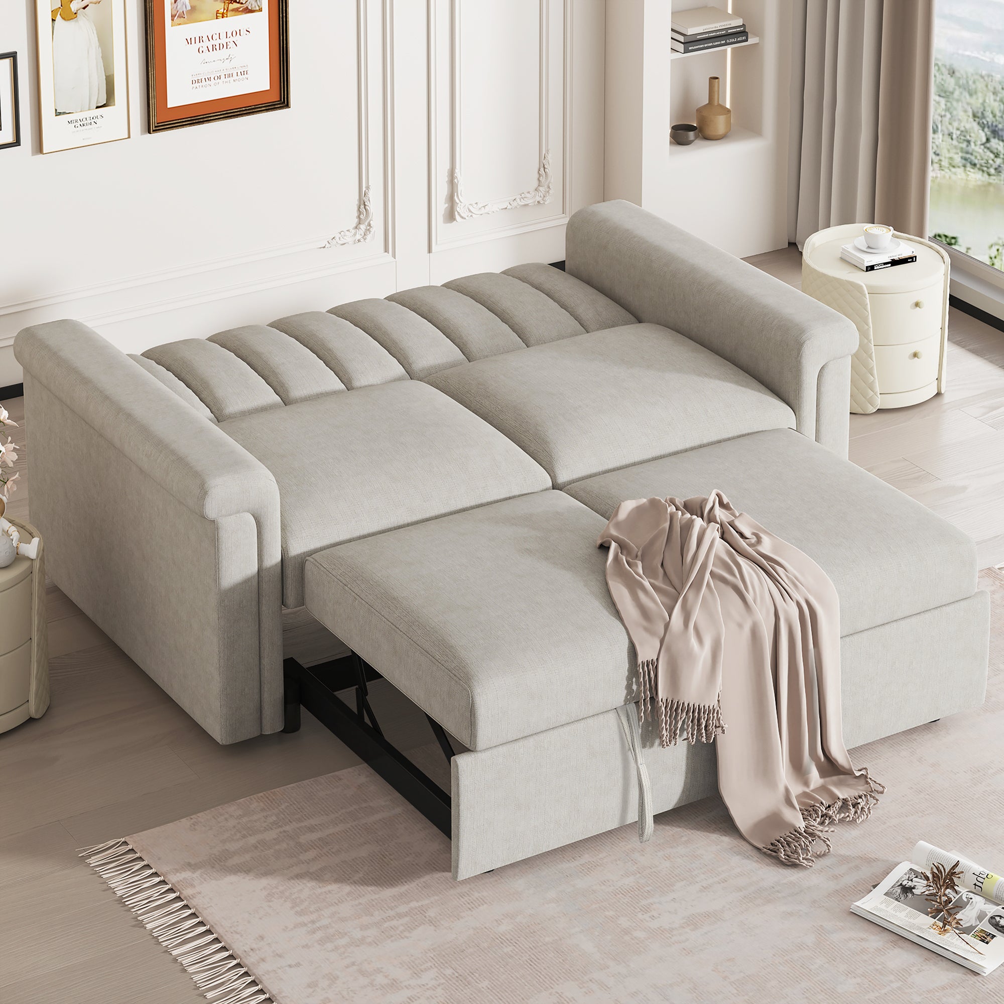 U Style Convertible Sofa With Pull Out Bed