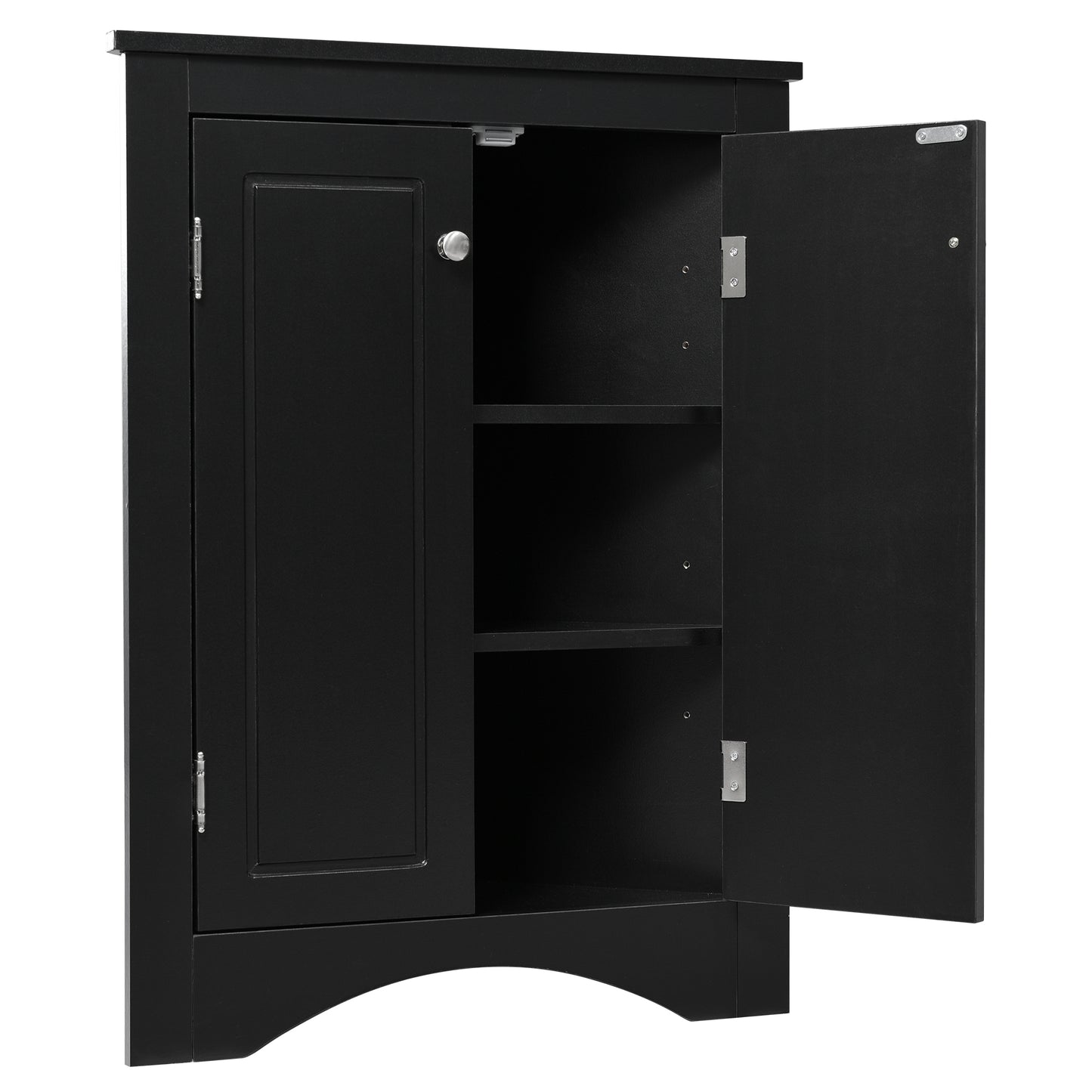 “Black triangle bathroom storage cabinet – modern, space-saving corner organizer for toiletries and essentials – Hot Deal Warehouse home furniture”

