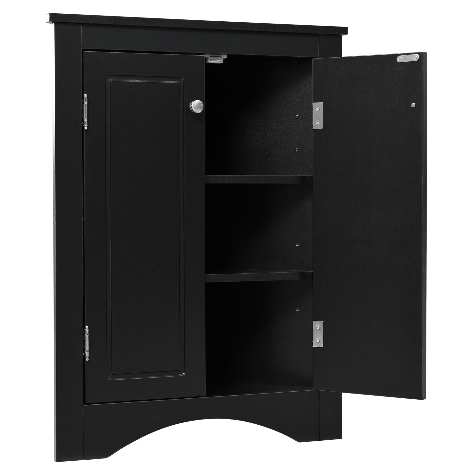 “Black triangle bathroom storage cabinet – modern, space-saving corner organizer for toiletries and essentials – Hot Deal Warehouse home furniture”

