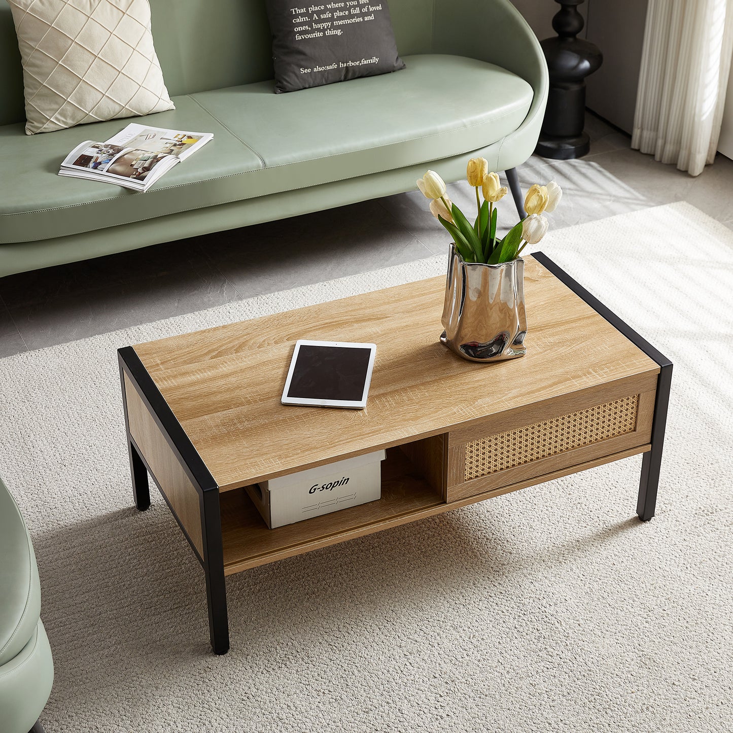“40.16 inch rattan coffee table – stylish, durable centerpiece for indoor or outdoor living spaces – Hot Deal Warehouse furniture”

