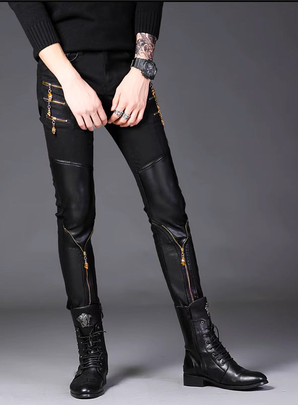 Slim-fit Black Straight-leg Pants Hot Deal Warehouse