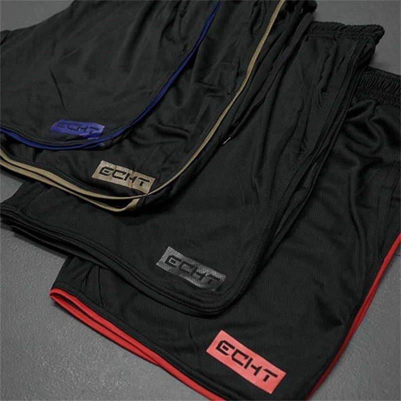 "Men’s quick-dry running shorts made from moisture-wicking fabric, featuring an elastic waistband and lightweight design for comfort and performance during runs."