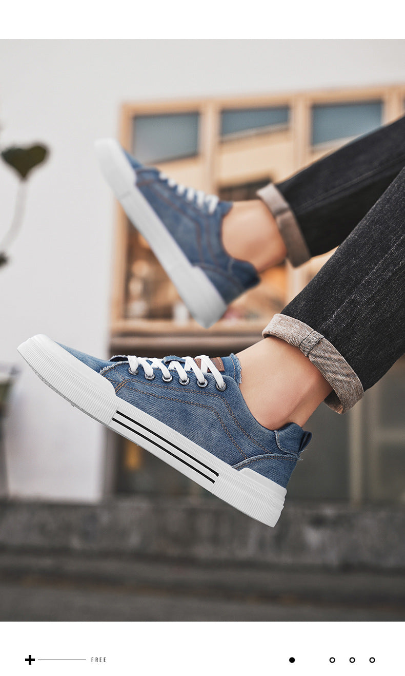 Men’s breathable canvas fashion sneakers in casual style with lace-up design and non-slip sole.

