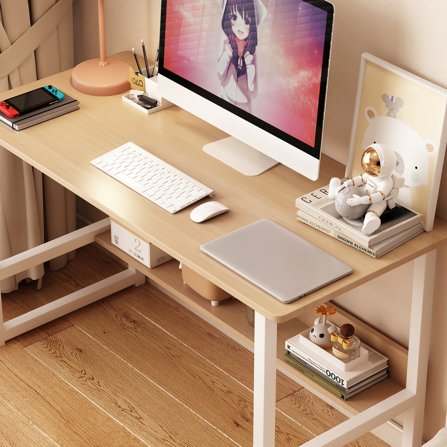 “Computer Desk with Storage Rack – modern, space-saving desk with built-in storage shelves, ideal for home office or study – Hot Deal Warehouse furniture”
