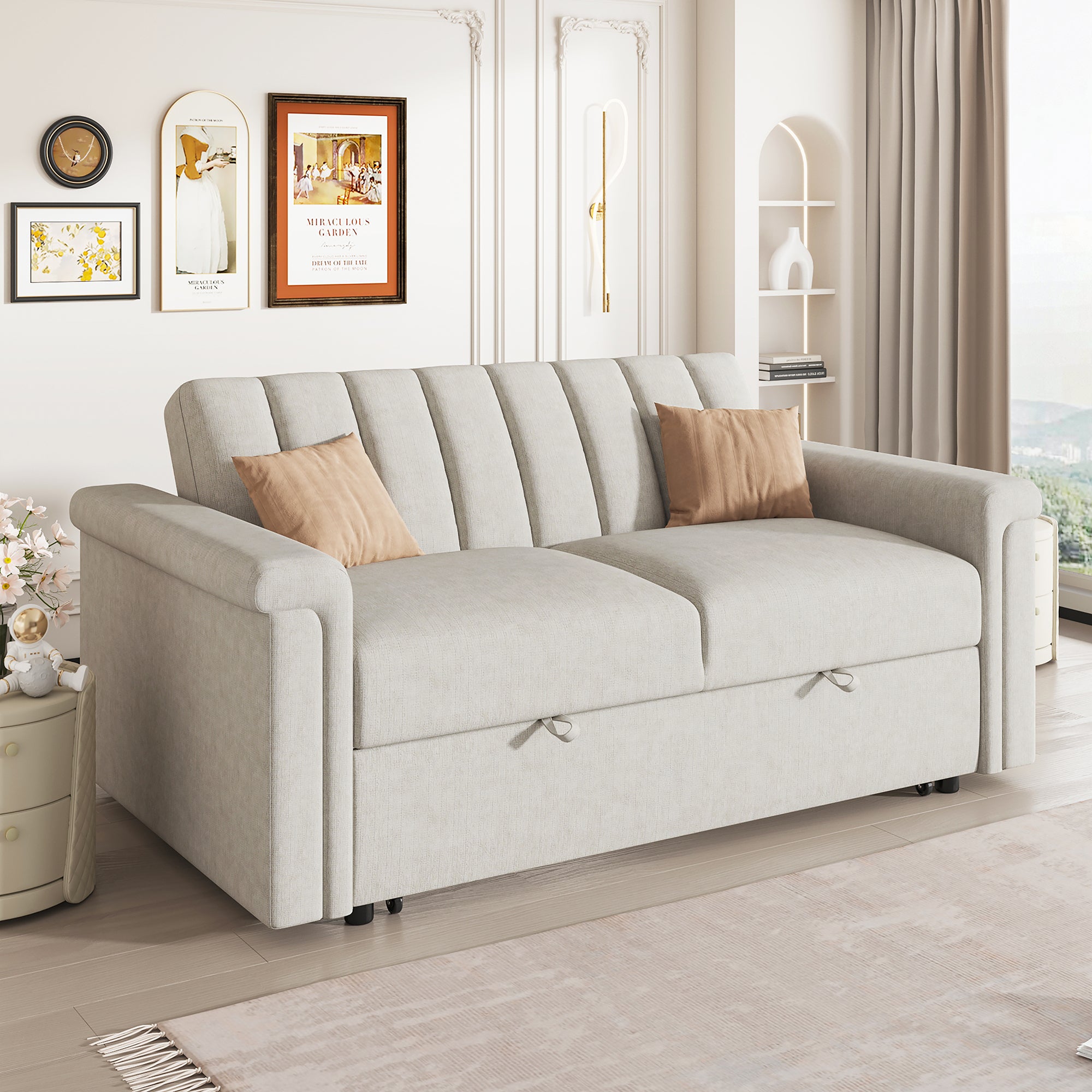 U Style Convertible Sofa With Pull Out Bed