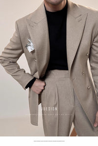 Spring Italian Double Breasted Suit – Elegant and Tailored Suit for Men.








