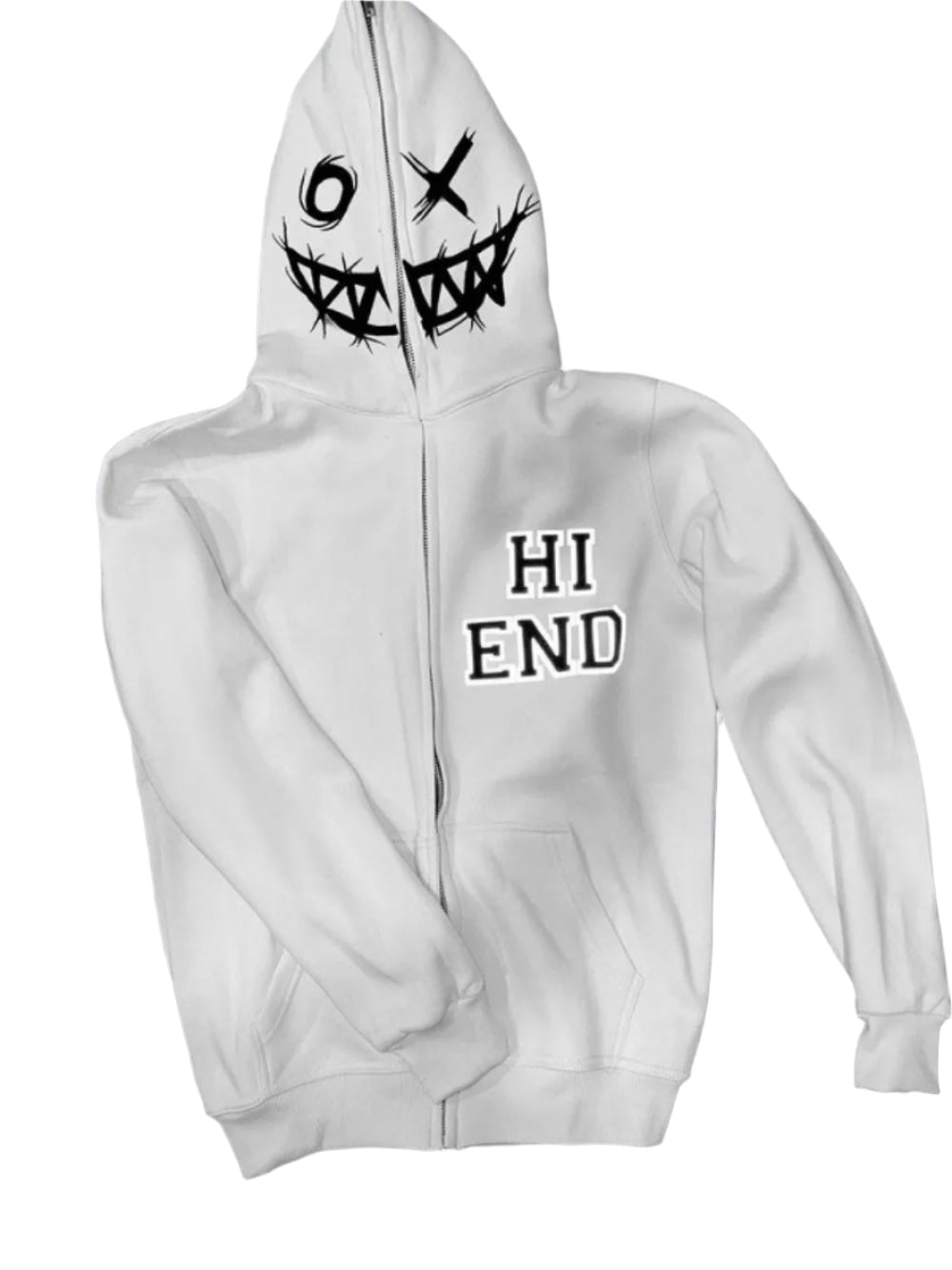 Men's zip-up hoodie with letter graphic print – bold and casual streetwear hoodie.

