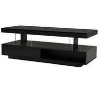 U-Can black LED coffee table with drawers and display shelf