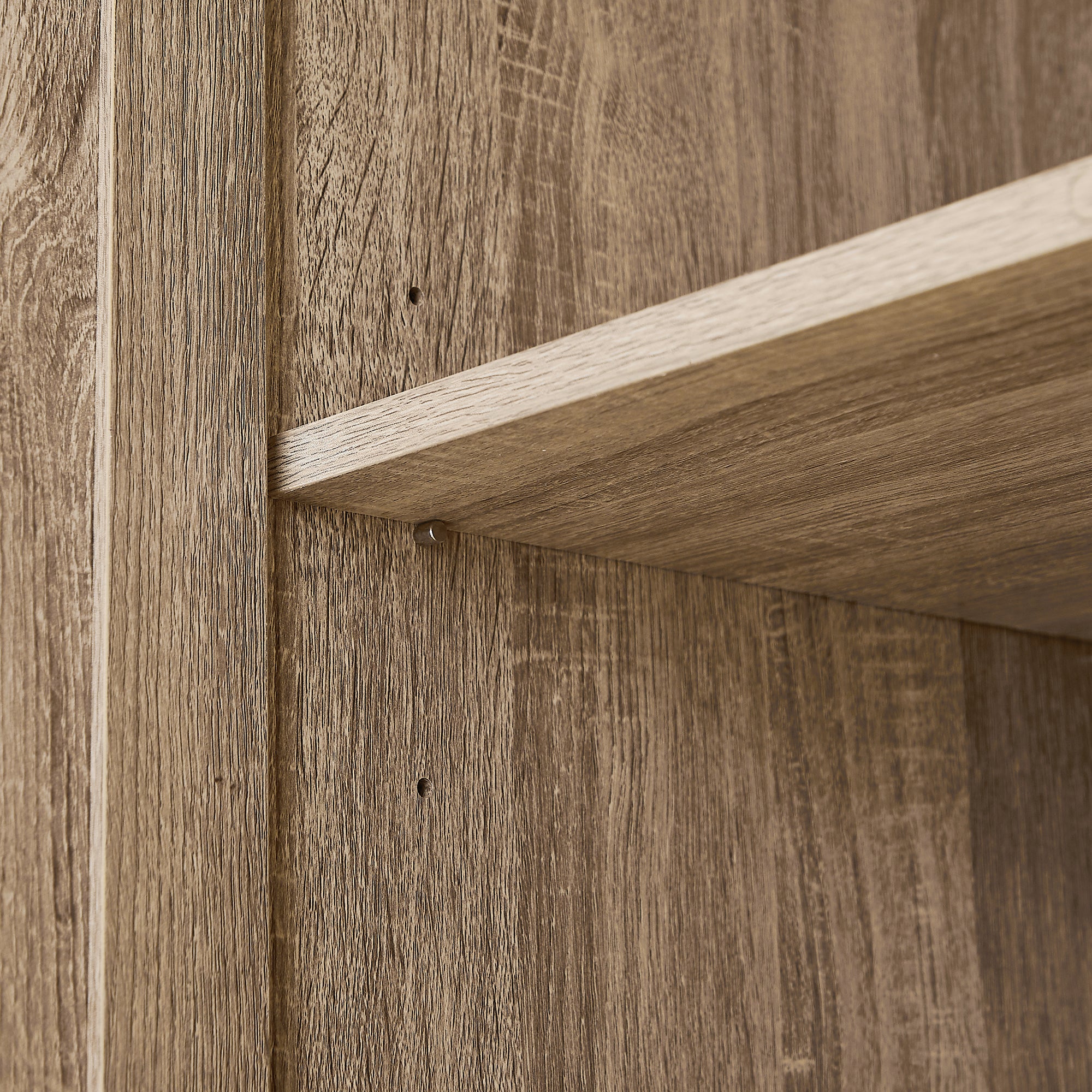 Brown MDF storage cabinet with adjustable shelf and two doors