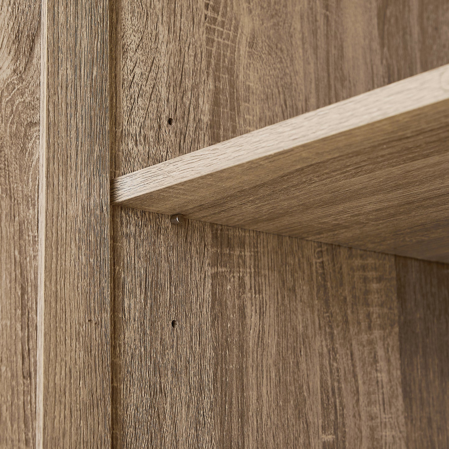 Brown MDF storage cabinet with adjustable shelf and two doors