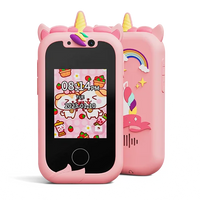 Kids smartphone camera toy with touchscreen, designed for 3-12-year-olds, doubles as an MP3 player and educational gift.

