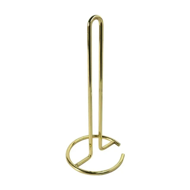 Stainless steel paper towel holder on a kitchen countertop