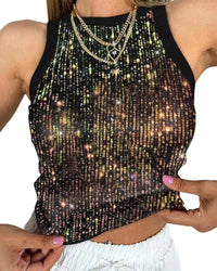 Sexy Cropped Sleeveless Sequin Leopard Print Vest – Bold leopard print with shimmering sequins for a standout look.








