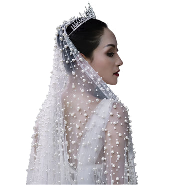 “Dream Come True Bridal Pearl Veil – elegant wedding veil adorned with pearls, designed to add a touch of romance and sophistication to your special day – Hot Deal Warehouse bridal”

