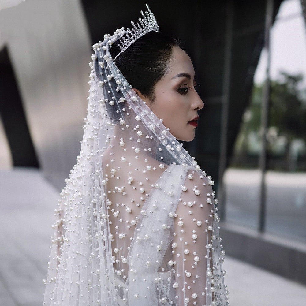 “Dream Come True Bridal Pearl Veil – elegant wedding veil adorned with pearls, designed to add a touch of romance and sophistication to your special day – Hot Deal Warehouse bridal”
