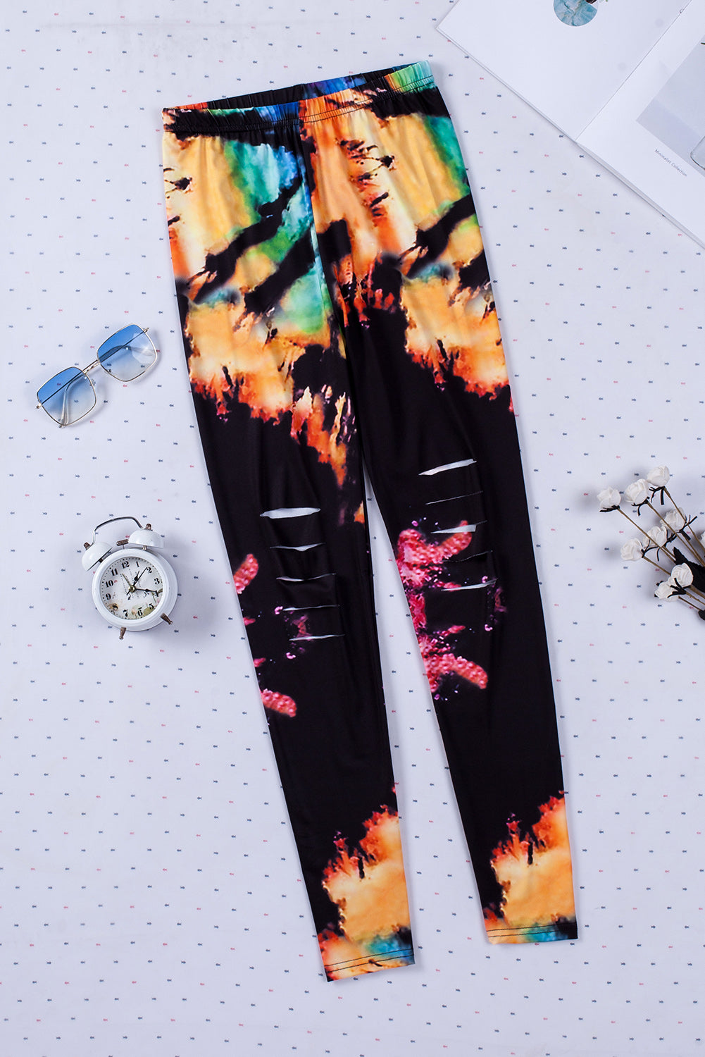Multicolor Tie Dye Hollow Out Fitness Activewear Leggings Hot Deal Warehouse