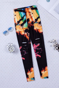 Multicolor Tie Dye Hollow Out Fitness Activewear Leggings Hot Deal Warehouse