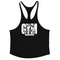 GYM WARRIORS cotton fitness vest, featuring a deep digging design and thin shoulder straps. This lightweight, breathable shirt is perfect for intense workouts, providing comfort and flexibility while showcasing a sporty, stylish look