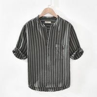 Men's Stand Collar Pullover Shirt, modern design, breathable fabric, stylish and versatile.