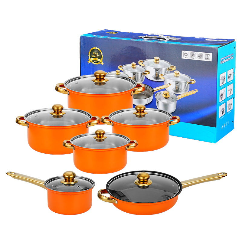 “12-piece non-stick stainless steel pot set – durable cookware for easy, versatile meal prep – Hot Deal Warehouse kitchenware”



