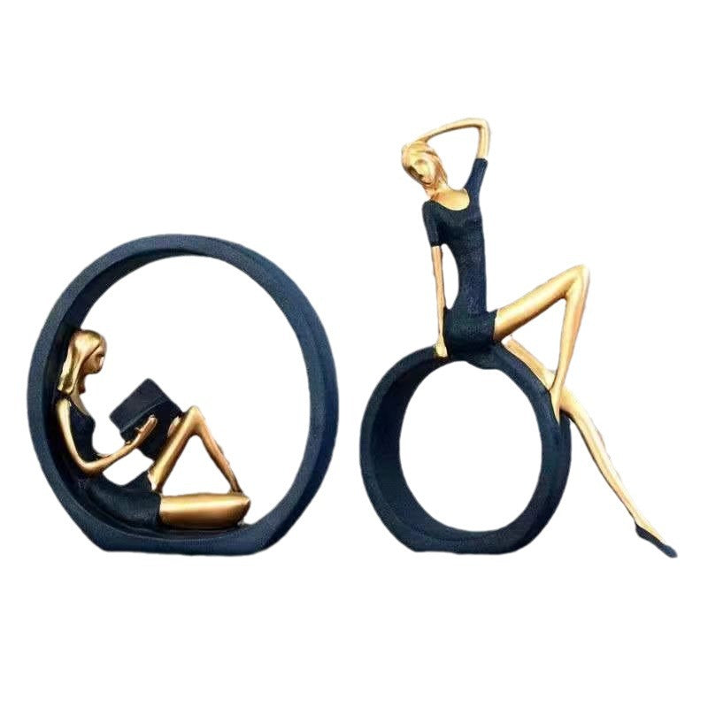 OK Reading Girl resin desktop decoration, depicting a girl engrossed in a book, crafted with fine details to add a whimsical and artistic touch to any workspace or home decor.