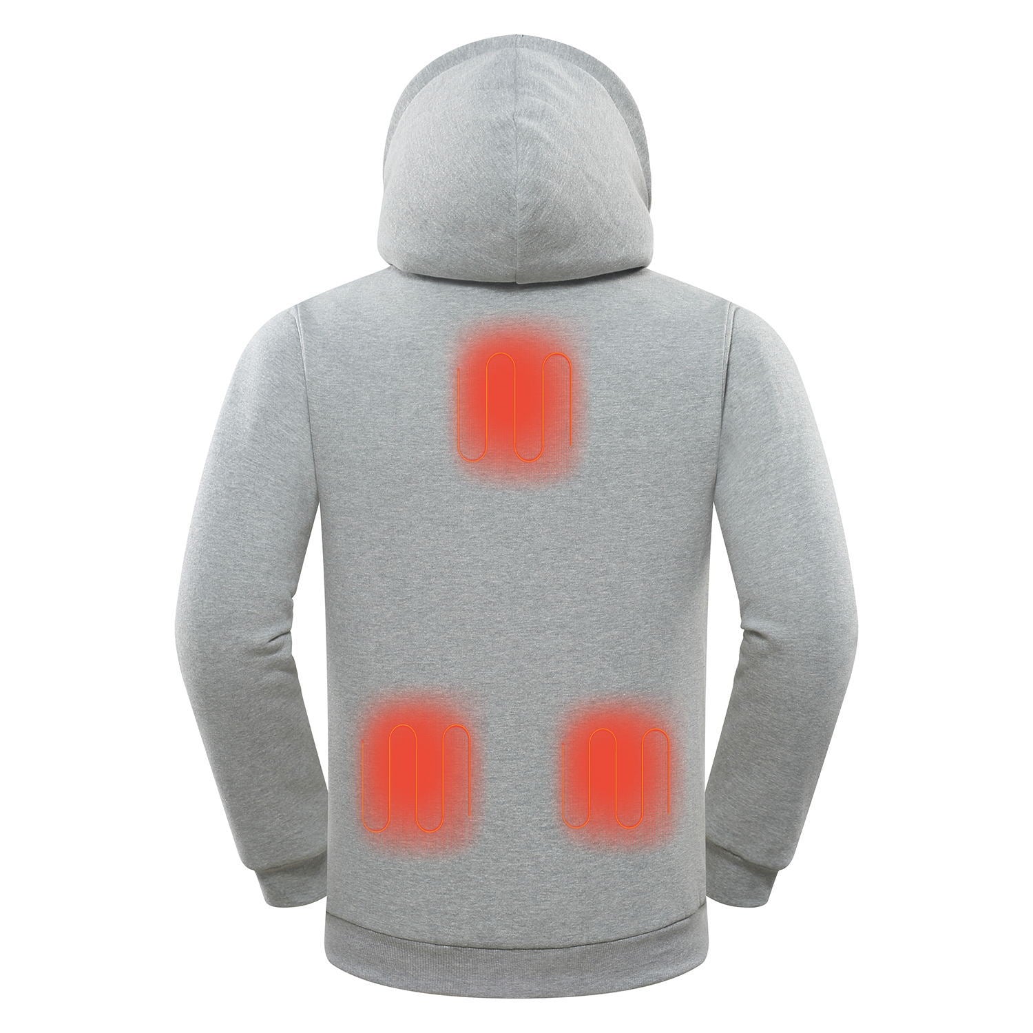 USB heating hoodie with power bank connected for warmth