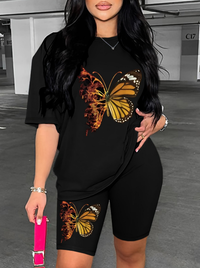 “Butterfly Drop Shoulder T-Shirt – women’s relaxed-fit tee with butterfly print, perfect for casual comfort and effortless style – Hot Deal Warehouse fashion”

