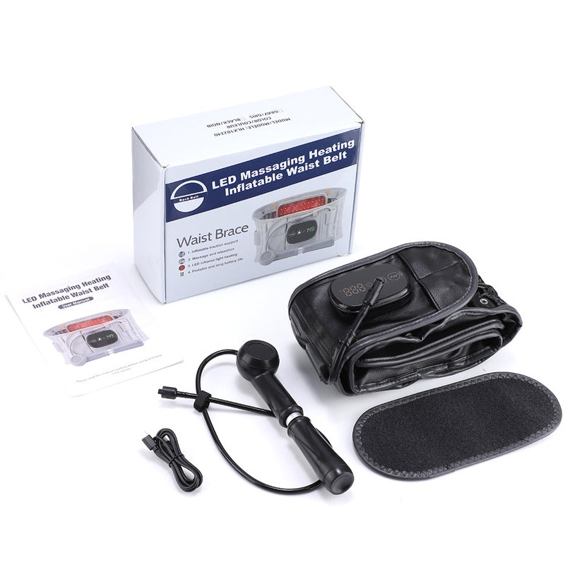 Electric Heating & Massage Waist Belt, Inflatable Airbag Lumbar Support for Back Pain and Posture Correction Hot Deal Warehouse