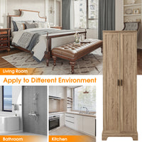 Brown MDF storage cabinet with adjustable shelf and two doors