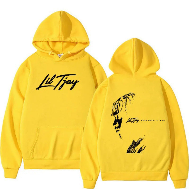 Lil Tjay graphic hoodie “Destined” design – black unisex streetwear pullover.

