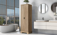 Brown MDF storage cabinet with adjustable shelf and two doors
