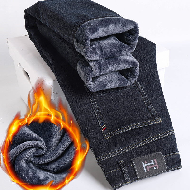 “Fleece Padded Men’s Slim Straight Jeans – warm, slim-fit men’s jeans with fleece lining for comfort in cold weather – Hot Deal Warehouse menswear”
