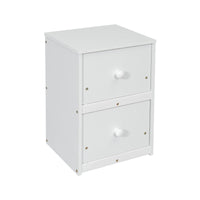 Full view of white twin loft bed with built-in desk and drawers underneath

