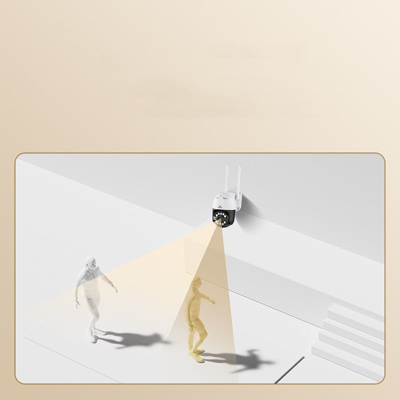 Outdoor 4K HD panoramic security camera with 360° rotation, waterproof build, night vision, and remote monitoring.

