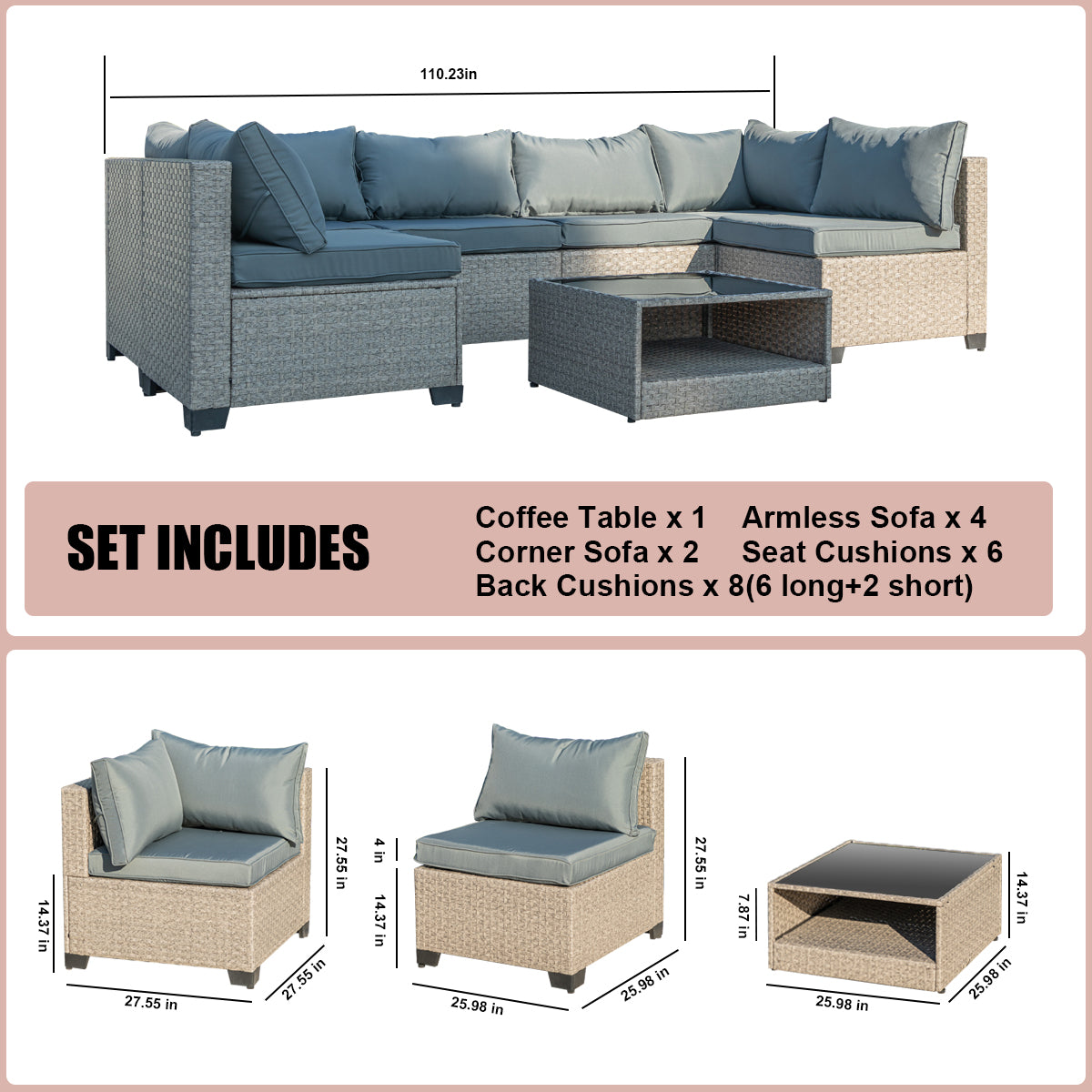 “Archie 7-piece patio furniture set – stylish, weather-resistant outdoor seating and table set for entertaining and relaxing – Hot Deal Warehouse outdoor living”

