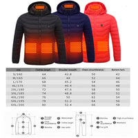 Men's and women's USB heated jacket with hoodie, front view

