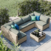 “Archie 7-piece patio furniture set – stylish, weather-resistant outdoor seating and table set for entertaining and relaxing – Hot Deal Warehouse outdoor living”

