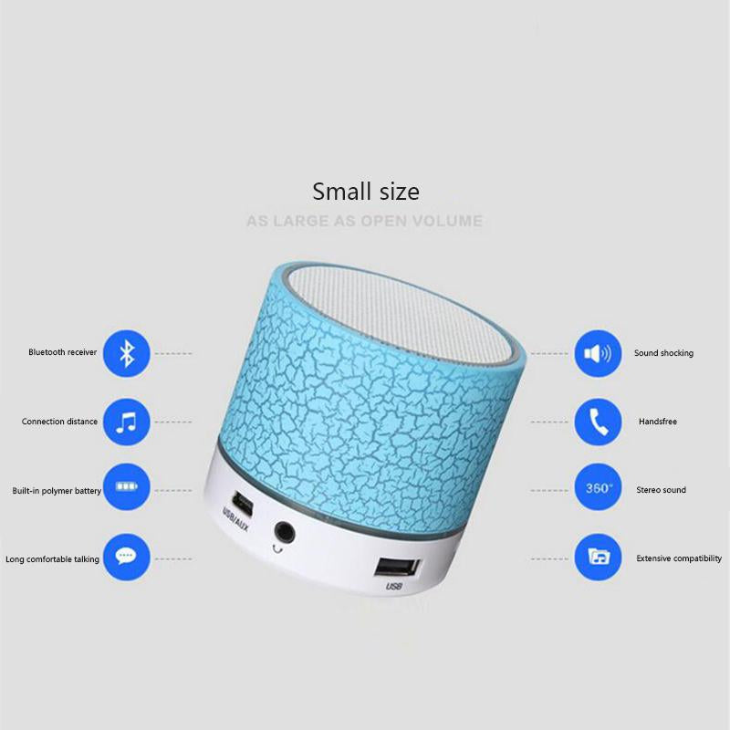 “A9 LED Bluetooth mini speaker – portable wireless speaker with colorful LED lights for music on the go – Hot Deal Warehouse electronics”


