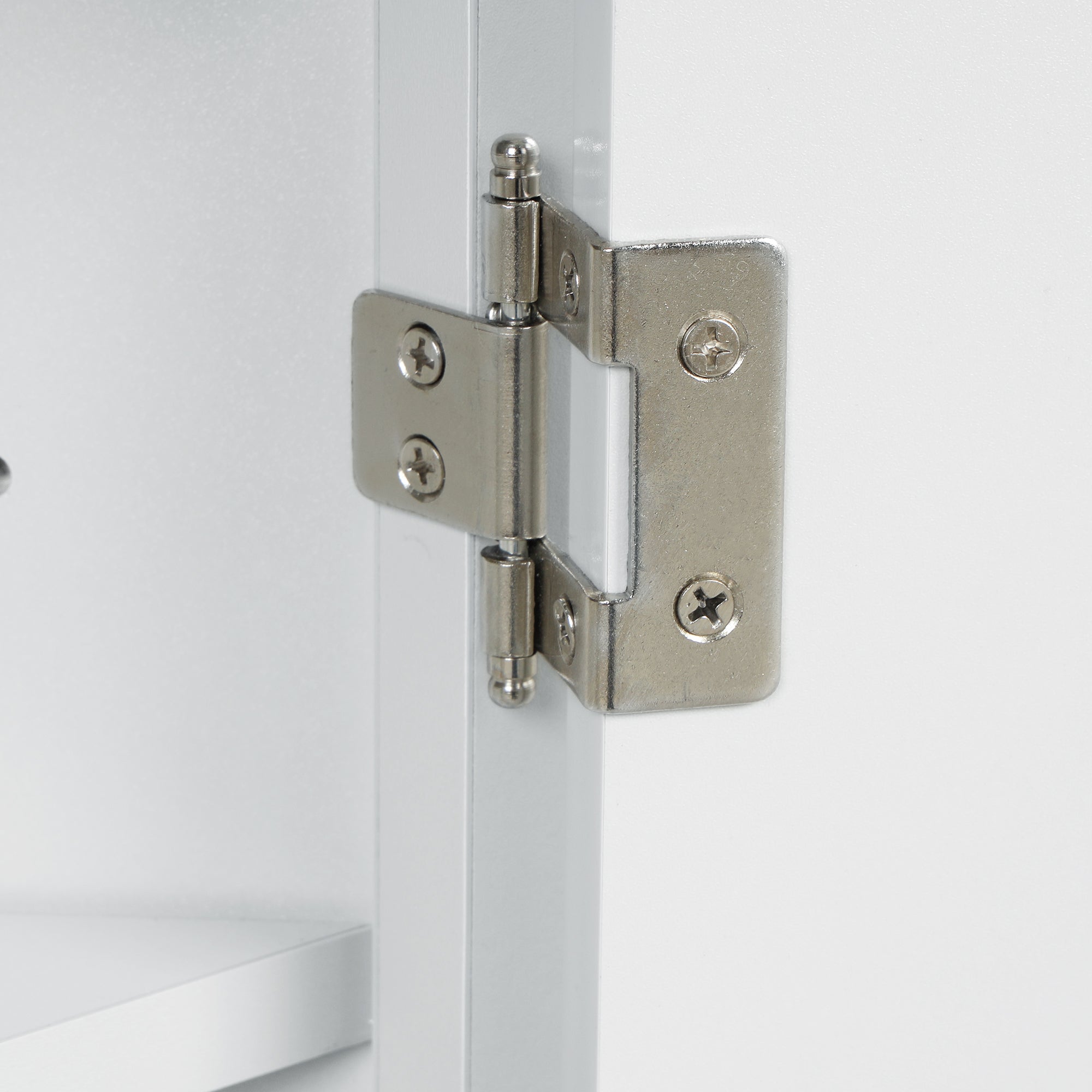 White triangle bathroom storage cabinet with a compact, space-saving design, featuring multiple shelves for organizing toiletries, towels, and other bathroom essentials. Made from durable materials, this sleek cabinet adds a functional and stylish touch to any bathroom decor.