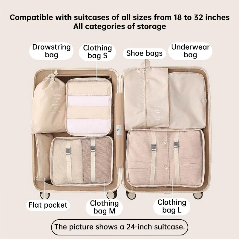 7Pcs Travel Packing Cubes, Luggage Organizer Set with Shoe Bag for Clothes Storage Hot Deal Warehouse