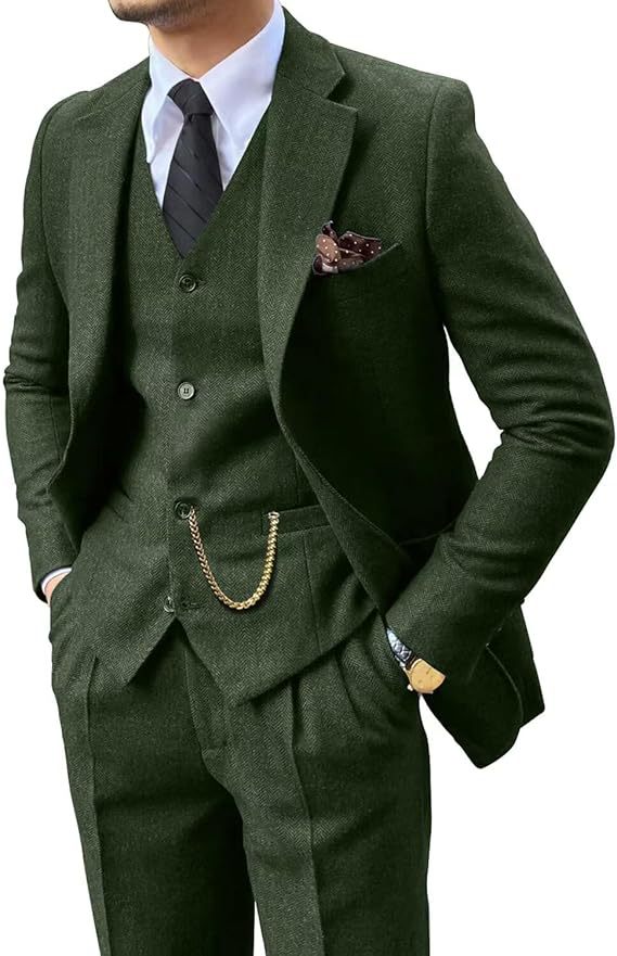 Herringbone Men’s Slim Fit Suit – Modern Tailored Formal Wear for Business & Events.








