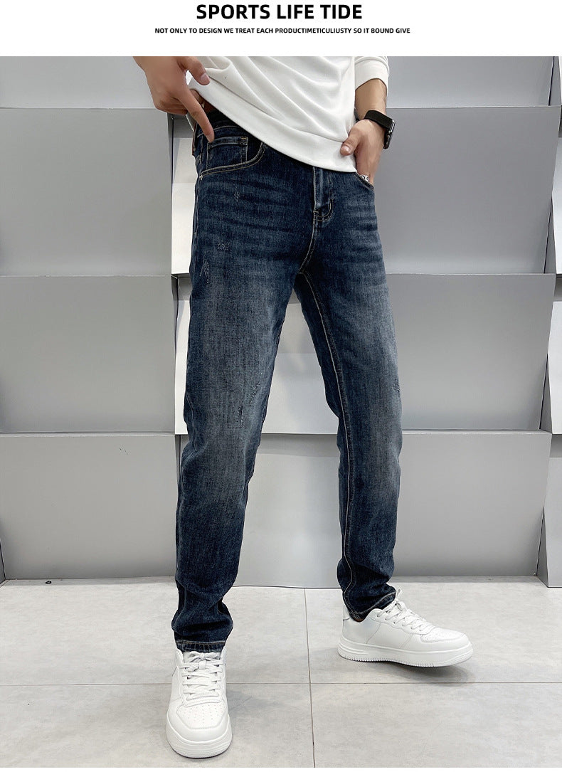 Men's Casual Slim Fit Straight Leg Elastic Jeans – stylish stretch denim for all-day comfort.








