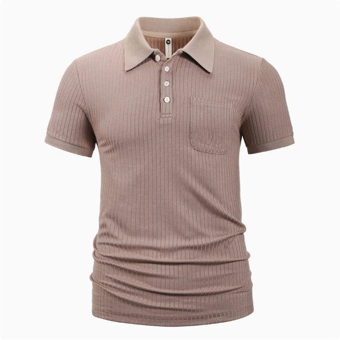 Men’s striped cotton short sleeve shirt, breathable summer fashion, classic trendy design, casual men’s wear.