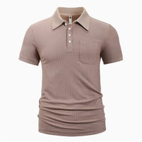 Men’s striped cotton short sleeve shirt, breathable summer fashion, classic trendy design, casual men’s wear.
