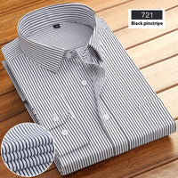 New Business Striped Long-Sleeved Shirt for Men, designed for spring and autumn with a stylish stripe pattern and comfortable fit. Perfect for both casual and semi-formal looks.