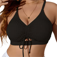 Plus size lace-up bikini swimsuit top, providing a stylish and supportive fit for confident beach or poolside wear.








