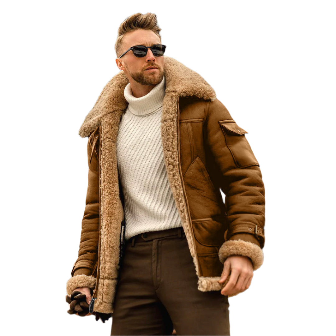 Men’s Military Tactical Winter Jacket with Fleece Lining and Fur Collar


