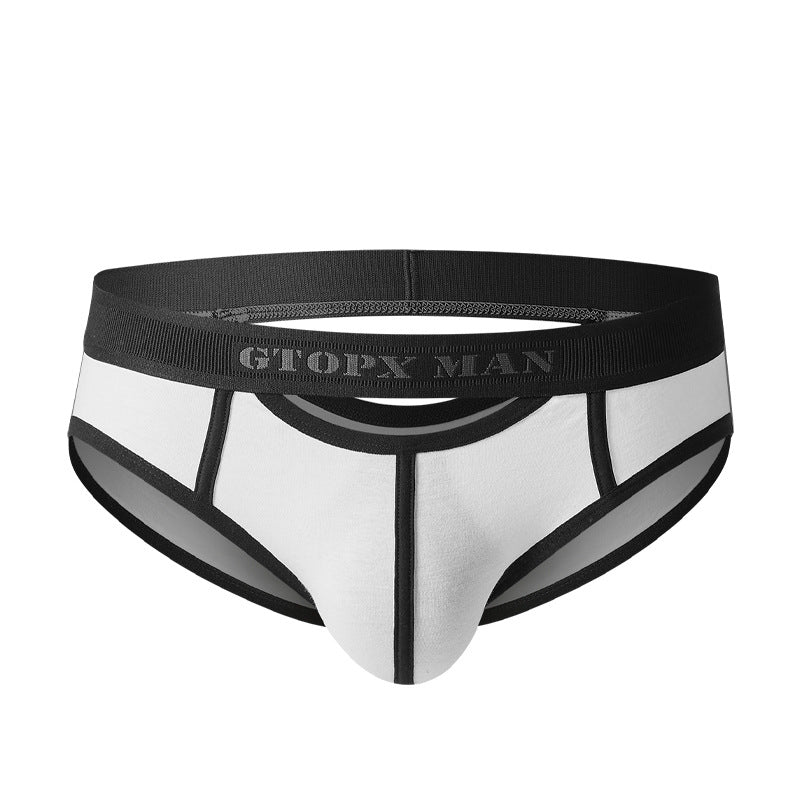 Men's low waist skylight briefs with front and rear opening – sexy and breathable underwear

